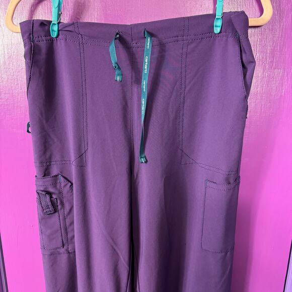 Carhartt Purple Scrub Pants Tall Medium Drawstring Medical Nurse Cargo Scrubs - Picture 3 of 8
